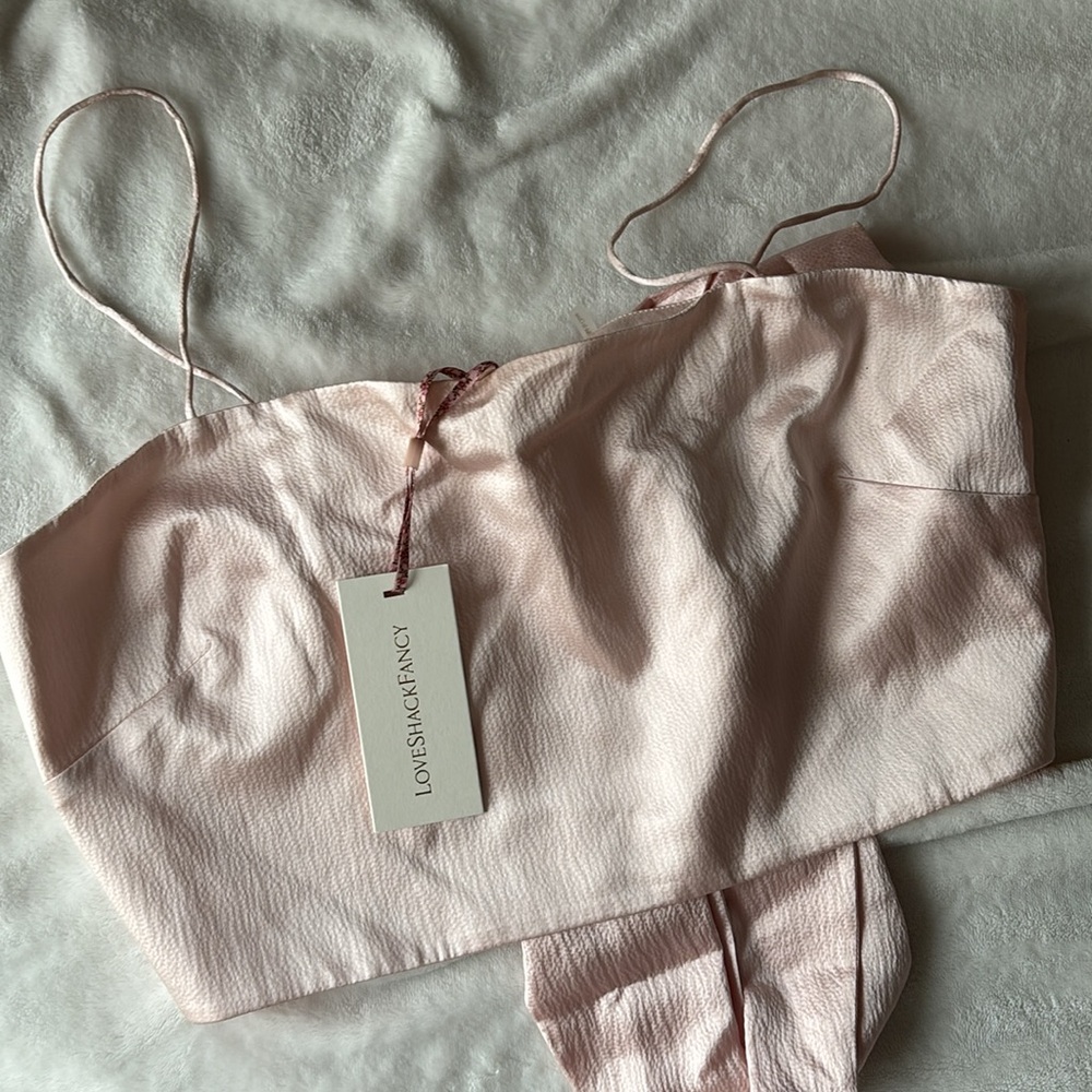 LoveShackFancy Roseanna Silk Sleeveless Crop Top in Macchiato - Picture 5 of 14